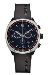 Original Mercedes-Benz Armbanduhr schwarz / anthrazit / rot, Edelstahl / Titan / Kautschuk 1