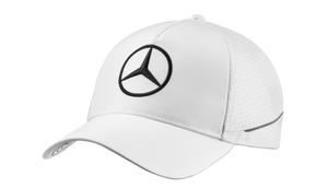 Weiße Cap mit schwarzem Mercedes-Benz Logo, Vorderseite 1