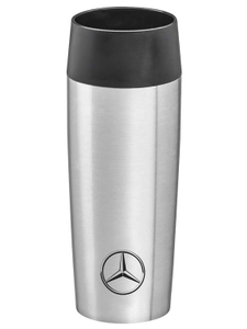 Isolierbecher Edelstahl mit schwarzem Deckel 1
