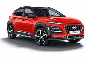 Rot-schwarzer Hyundai Kona Elektro mit Trittbrett 1