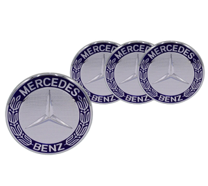 Set Mercedes Emblem silber-blau mit Mercedesstern und Lorbeerkranz 2