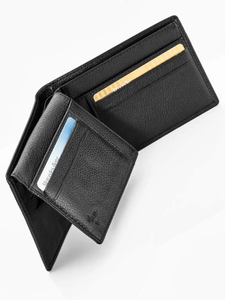 Kreditkartenetui Rindleder, geprägtes Logo, schwarz 1