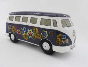 Original VW Bulli T1 Spardose Flower Power, blau 1
