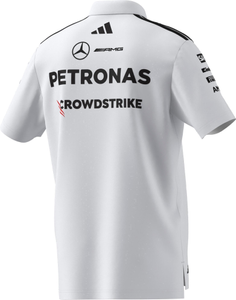 Weißes Mercedes-Benz Poloshirt mit diversen Logos 5
