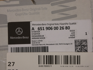 Original Mercedes-Benz Anlasser. SLK, C-Klasse, GLK, E-Klasse, CLS, Viano, Sprinter 5