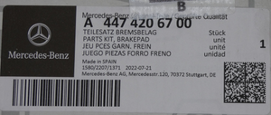 Original Mercedes-Benz Bremsklötze hinten. V-Klasse W447, W448 5