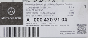 Original Mercedes-Benz Bremsklotz-Satz vorne. A-Klasse W176, B-Klasse W246 5