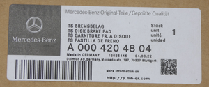 Original Mercedes-Benz Bremsklotz-Satz vorne. AMG GT W190, C-Klasse W205 5