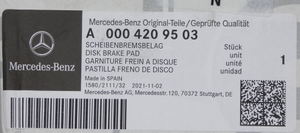 Original Mercedes-Benz Bremsklotz-Satz vorne. C-Klasse W205 5