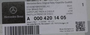 Original Mercedes-Benz Bremsklotz-Satz vorne. CLA W117, A-Klasse W176, B-Klasse W246 6