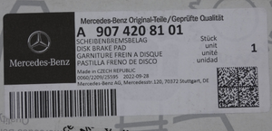 Original Mercedes-Benz Bremsklotz-Satz vorne. Sprinter W907, W910 4