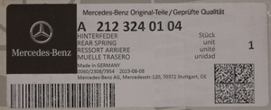 Original Mercedes-Benz Fahrwerksfeder hinten. E-Klasse W212 3