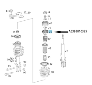 Original Mercedes-Benz Federbeinlager vorne, oben. Viano W639 6