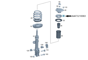 Original Mercedes-Benz Gleitlager Federbein vorne. V-Klasse W447, W448 5