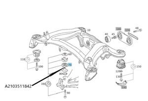 Original Mercedes-Benz Gummilager Achsgehäuse hinten. R171, R172, W203, W209 4