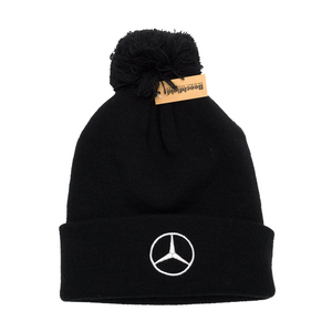 Schwarze Beanie Mütze mit weißem Mercedes Stern 1
