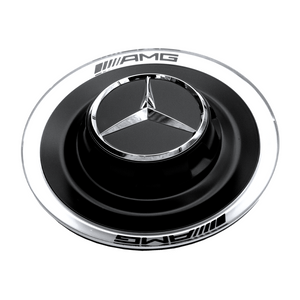 Schwarzer Nabendeckel mit Mercedes-Benz und AMG Logo 2