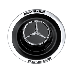 Schwarzer Nabendeckel mit Mercedes-Benz und AMG Logo 3