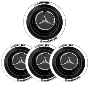 4 schwarze Nabendeckel mit Mercedes-Benz und AMG Logo 5