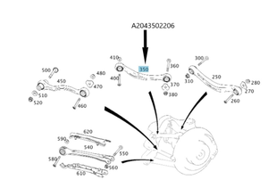 Original Mercedes-Benz Zugstrebe rechts. C-Klasse 204, 205, E-Klasse 207, 212, 213, 238, CLS 218, 257 6