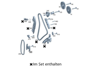 Original Mercedes-Benz Steuerketten-Rep-Satz. OM654 (W118, W205, W213, W238, W253) 1