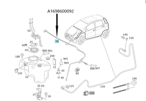 Original Mercedes-Benz Wischwasserdüsen vorne mit Schlauch. A-Klasse W169, B-Klasse W245 5