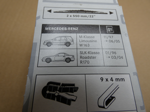 Original Mercedes-Benz Wischerblatt-Satz vorne. ML W163, SLK R170 3