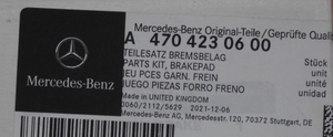 Original Mercedes-Benz Bremsklötze hinten. X-Klasse W470 2