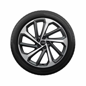 Rad Audi Sport, 5-Doppelspeichen-Twist mit RS-Schriftzug grau seidenmatt, glanzgedreht, 8,0Jx20, Reifen 255/45 R20 105W XL 1