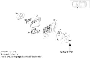 Original Mercedes-Benz Spiegelglas, Asphärisch gewölbt, links. CLA, GLA, A-Klasse, B-Klasse 1
