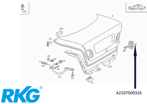 Original Mercedes-Benz Anschlag Heckdeckel. CLK W208, E-Klasse W210-1 1
