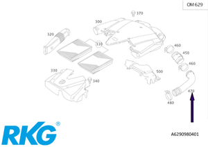 Original Mercedes-Benz Luft-Ansaugleitung links.ML W164, E-Klasse W211, S-Klasse W221-1 1