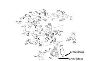 Original Mercedes-Benz Wasserpumpe inkl. Dichtung. C-Klasse, E-Klasse, SLK, CLK (OM271)-1 1