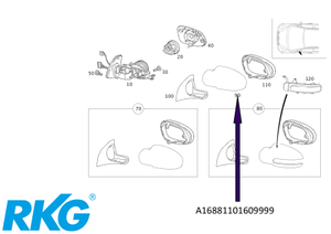 Original Mercedes-Benz Spiegelschale links. A-Klasse W168-1 1