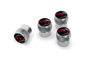 Volkswagen Ventilkappen – GTI Design, für Gummi- und Messingventile, schwarz/rot/silber-1 1