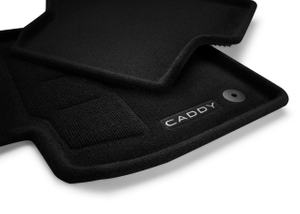Volkswagen Optimat Textilfußmatten (4-teilig) – Schwarz mit Caddy Schriftzug-2 2