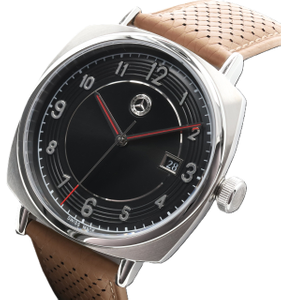 Original Mercedes-Benz Armbanduhr silber schwarz cognacbraun, Edelstahl --7 2