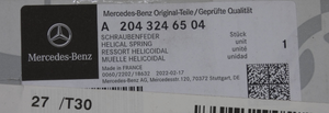 Original Mercedes-Benz Schraubenfeder hinten. GLK 204-12 6
