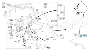 Original Mercedes-Benz Verteiler Luftfederung Hinterachse. v-6 4