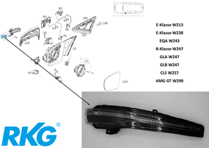 Spiegelblinker Links. AMG GT, E-Klasse, CLS, GLA, GLB, EQA *A0999064701*-7 1