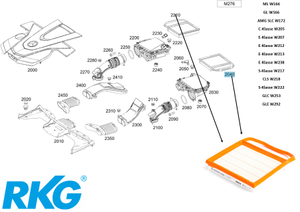 Luftfilter für: ML, GL, SLC, C-Klasse, E-Klasse, S-Klasse *A2760940504* Original-6 1