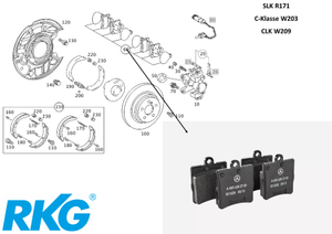 Bremsklötze hinten. SLK R171, C-Klasse W203, CLK W209. *A003420272041* Original-4 1