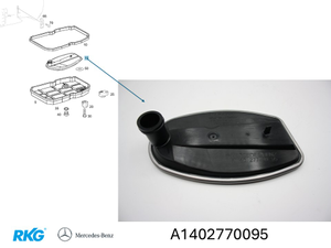 Ölfilter Automatikgetriebe 5-GANG. 722xxx Mercedes-Benz. *A1402770095*-6 1