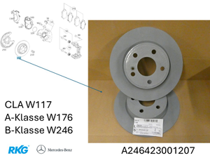 Original Mercedes-Benz Bremsscheibensatz (2 Stück) hinten. CLA 117, A-Klasse 176, B-Klasse 246-4 1
