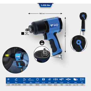Brilliant Tools BT160100 Druckluft-Schlagschrauber 1/2 Zoll – 1.450 Nm Doppel-Hammer, Profi-Impact-1 1