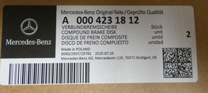 Bremsscheibe-hinten. Set (2 Stck.). C-Klasse,E-Klasse, GLC, CLS *A0004231812*-9 9