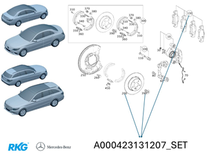 Bremsen-Satz-hinten. C-Klasse 204. *A0004231312* Original Mercedes-Benz-1 1