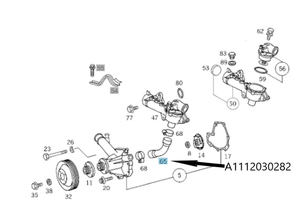 Original Mercedes-Benz Schlauch Kühlwasserregler an Zylinderkopf und Wasserpumpe OM111-6 5