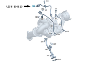 Original Mercedes-Benz Schmierölleitung an Turbolader. SLK R172, C-Klasse W204. OM651-8 7