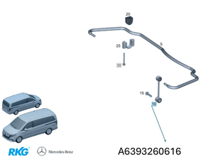 Verbindungsstange Drehstab hinten. V-Klasse W447, W448, Viano *A6393260616*-1 1